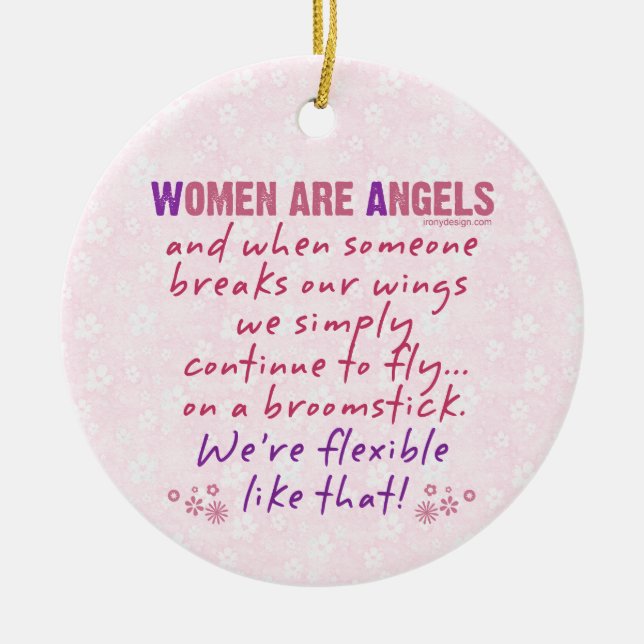Women are Angels Ceramic Tree Decoration (Front)
