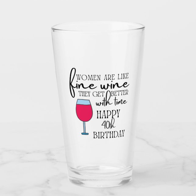 Women Are Like Wine 40th Birthday Glass (Front)