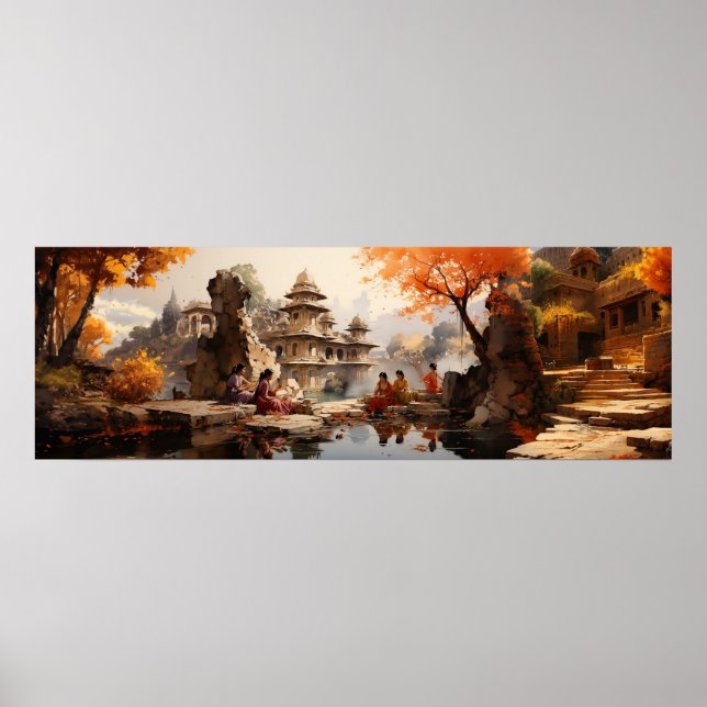 Women at the Raja's summer estate - Ultra wide Poster (Front)