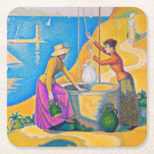 Women at the Well, Signac Square Paper Coaster