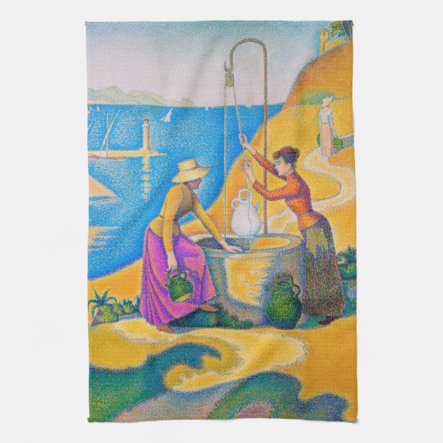 Women at the Well, Signac Tea Towel (Vertical)