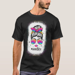 Women Aunt Life Bleached Mum Life Tie Dye Messy B T-Shirt