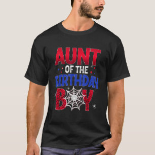 Women Aunt Of The Birthday Boy Matching Spider Web T-Shirt