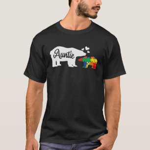 Women Auntie Bear Autism Awareness Autistic Love M T-Shirt
