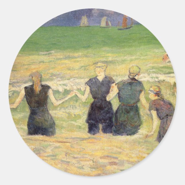 Women Bathing Dieppe by Paul Gauguin Classic Round Sticker (Front)