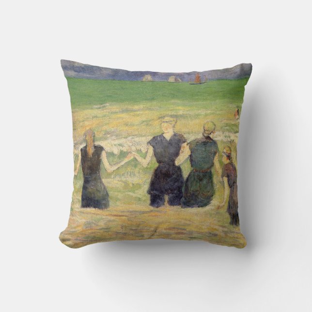 Women Bathing Dieppe by Paul Gauguin Cushion (Front)