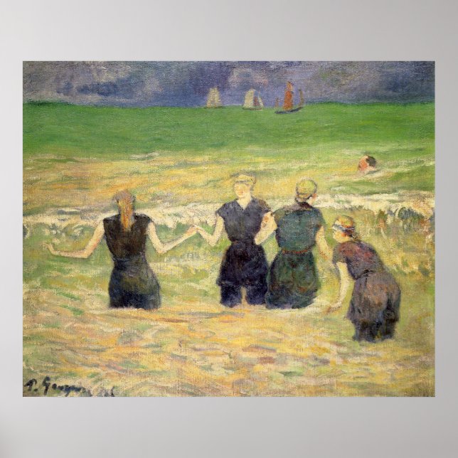 Women Bathing Dieppe by Paul Gauguin Poster (Front)