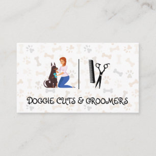 Women Bathing Dog   Scissors Business Card