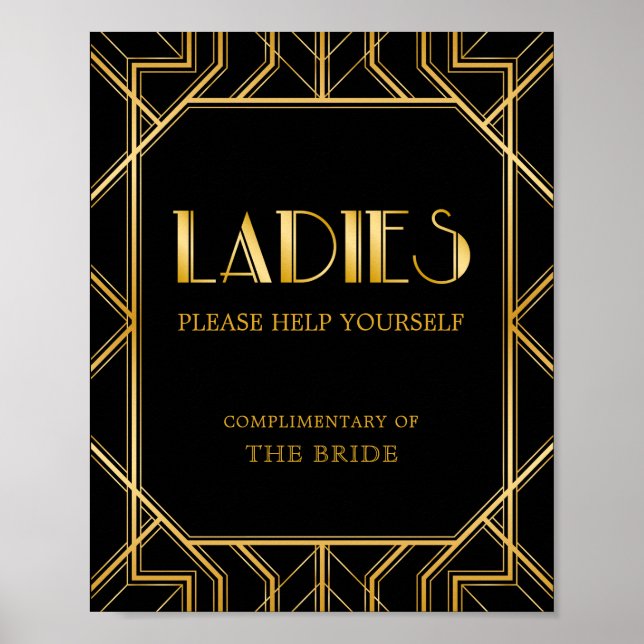 Women Bathroom Basket Sign | Gatsby Art Deco (Front)