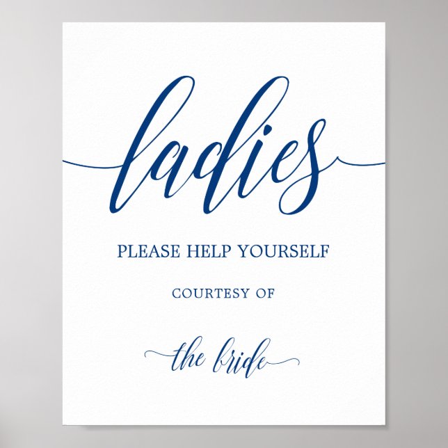 Women Bathroom Basket Wedding Sign Calligraphy (Front)