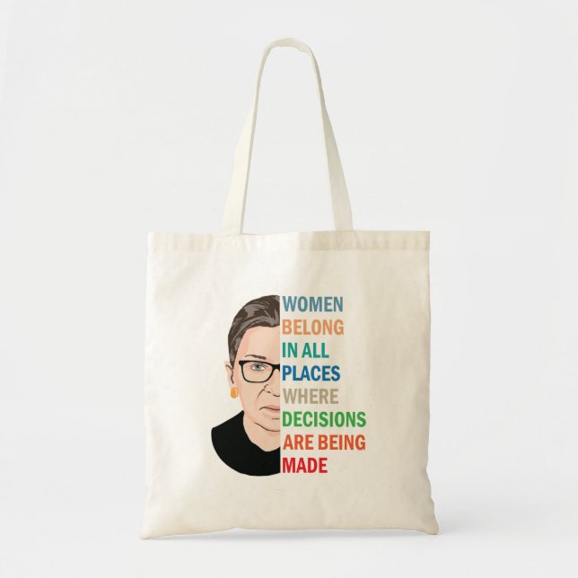 Women Belong In All Places Ruth Bader Ginsburg Rbg Tote Bag (Front)