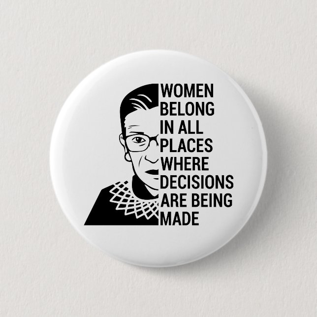women belong in all places where decisions 6 cm round badge (Front)