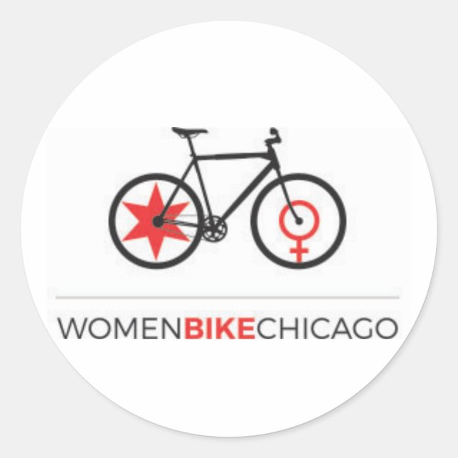 Women Bike Chicago - Urban Upright Design Stickers (Front)