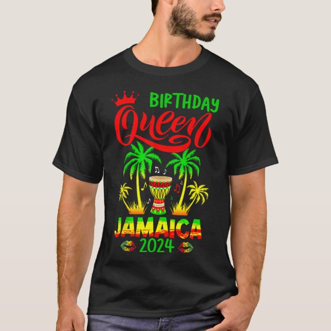 Women Birthday Queen Party Jamaica Girls Trip 2024 T-Shirt (Front)