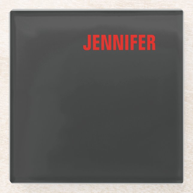 Women Black Colour Your Name Customise Gift  Glass Coaster (Front)