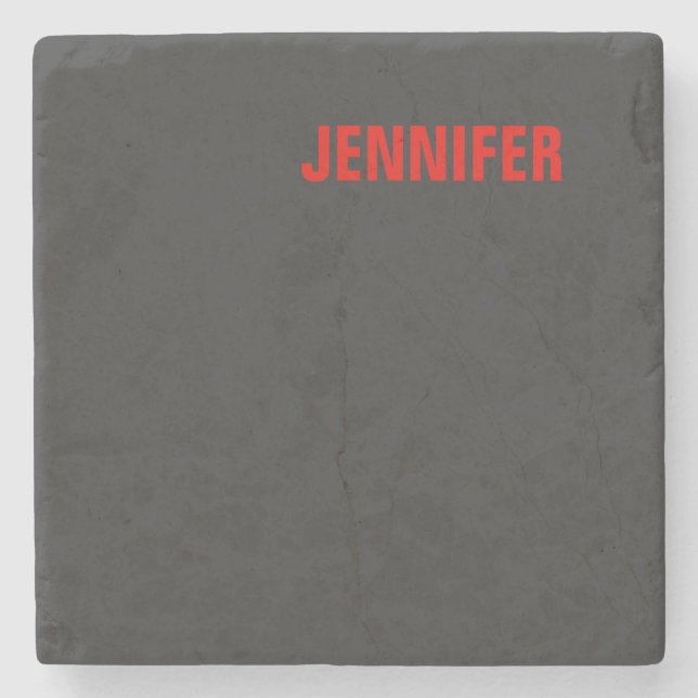 Women Black Colour Your Name Customise Gift  Stone Coaster (Front)