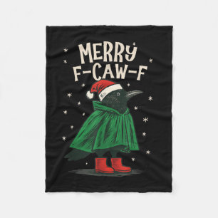 Women Black Crow F-caw-f Funny Christmas Merry F-c Fleece Blanket