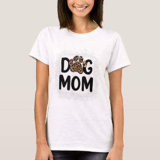 Women Bleached Dog Mum Dog Mum Paw Leopard T-Shirt