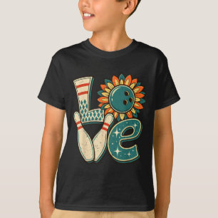 Women Bowling-Shirt Love Bowl Ball Suower Vintage T-Shirt
