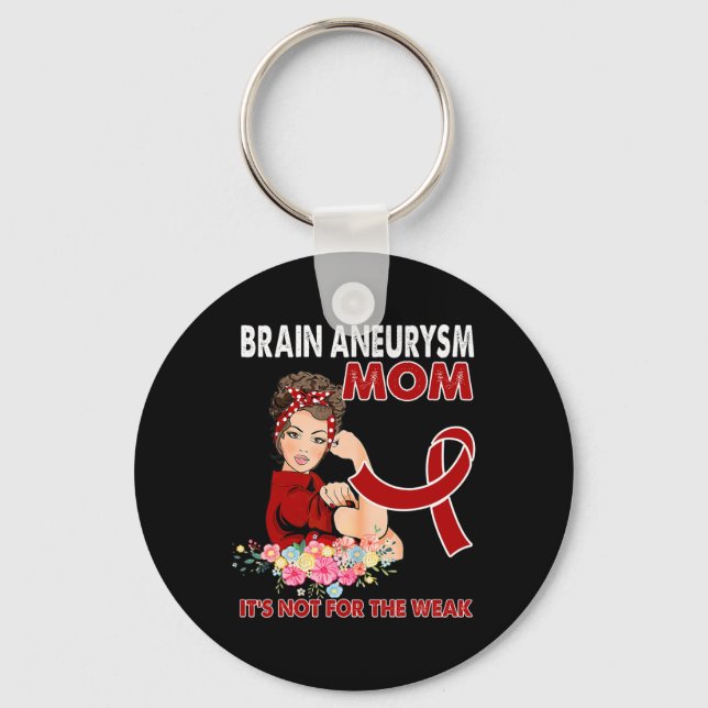Women Brain Aneurysm Awareness Ribbon  Key Ring (Front)