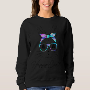 Women Bunny Face Leopard Glasses Headband Happy Ea Sweatshirt