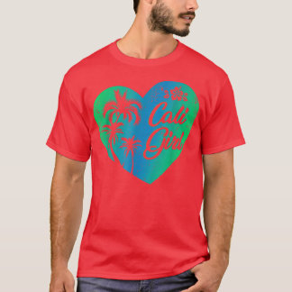 Women Cali Girl Vintage California Heart Palm Tree T-Shirt