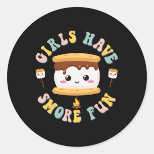 Women Camping Kawaii Smores Girls Have S'more Kids Classic Round Sticker