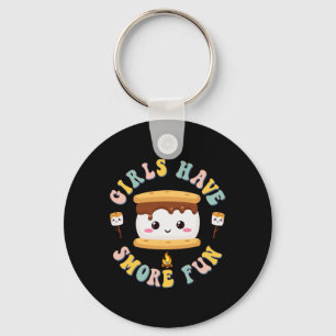 Women Camping Kawaii Smores Girls Have S'more Kids Key Ring