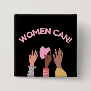 Women Can Feminist 15 Cm Square Badge