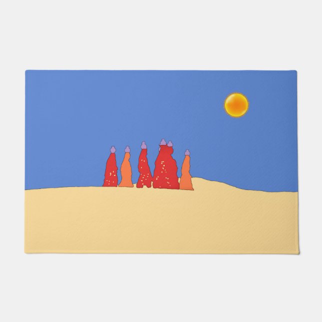 Women carrying water in Thar desert - Rajasthan Doormat (Front)