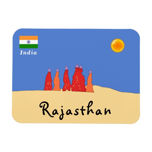 Women carrying water in Thar desert - Rajasthan Magnet (Horizontal)