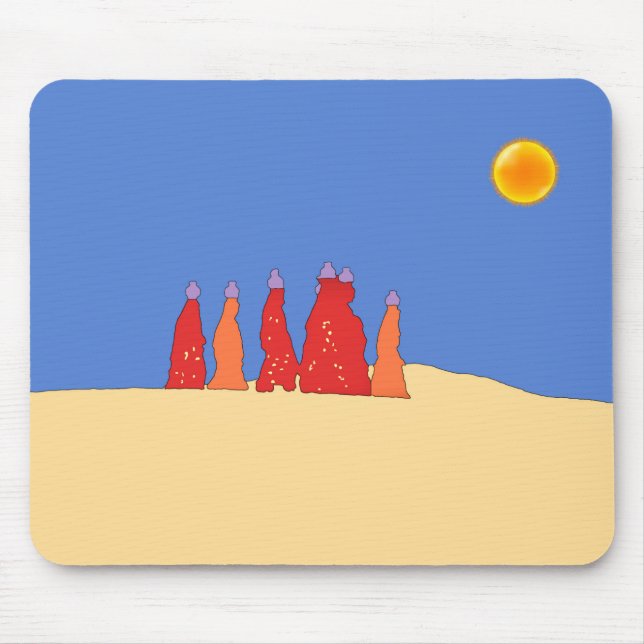 Women carrying water in Thar desert - Rajasthan Mouse Mat (Front)