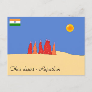 Women carrying water in Thar desert - Rajasthan Postcard