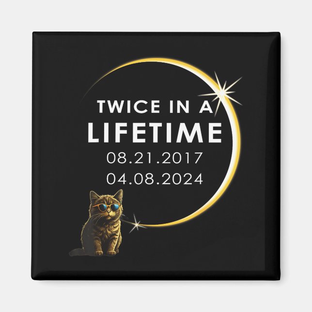 Women Cat Total Solar Eclipse Twice Magnet (Front)