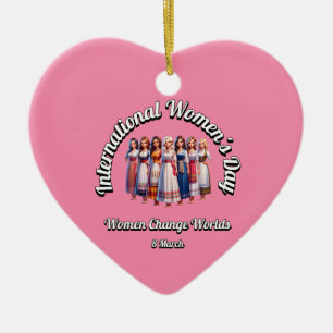 Women Change Worlds. International Women's Day. Ceramic Tree Decoration