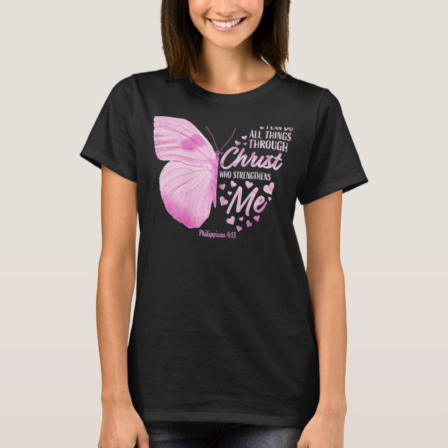 Women Christian Bible Verse Butterfly Religious Je T-Shirt (Front)