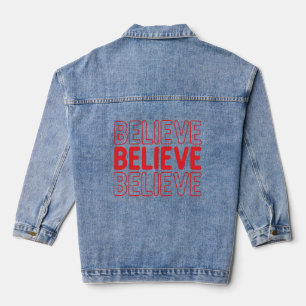 Women Christmas Believe  Denim Jacket
