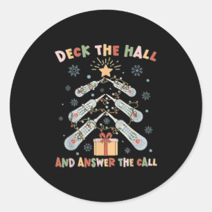 Women Christmas Icu Nurse Call Light Telemetry Hea Classic Round Sticker