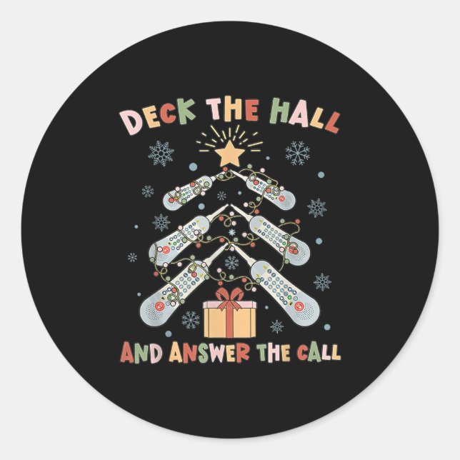 Women Christmas Icu Nurse Call Light Telemetry Hea Classic Round Sticker (Front)