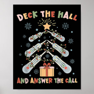 Women Christmas Icu Nurse Call Light Telemetry Hea Poster