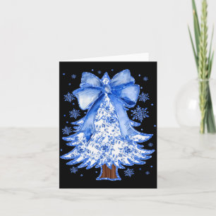 Women Christmas Tree Chinoiserie Blue Floral Coque Card