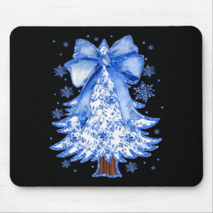 Women Christmas Tree Chinoiserie Blue Floral Coque Mouse Mat