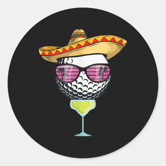 Women Cinco De Mayo Golf Ball With Sombrero Margar Classic Round Sticker (Front)