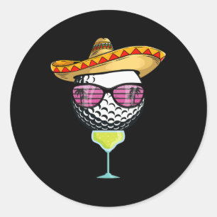 Women Cinco De Mayo Golf Byll With Sombrero Margar Classic Round Sticker