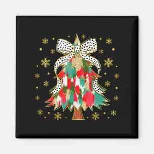 Women Colorful Christmas Tree Coquette Bow Xmas Ho Magnet