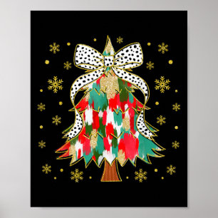 Women Colorful Christmas Tree Coquette Bow Xmas Ho Poster