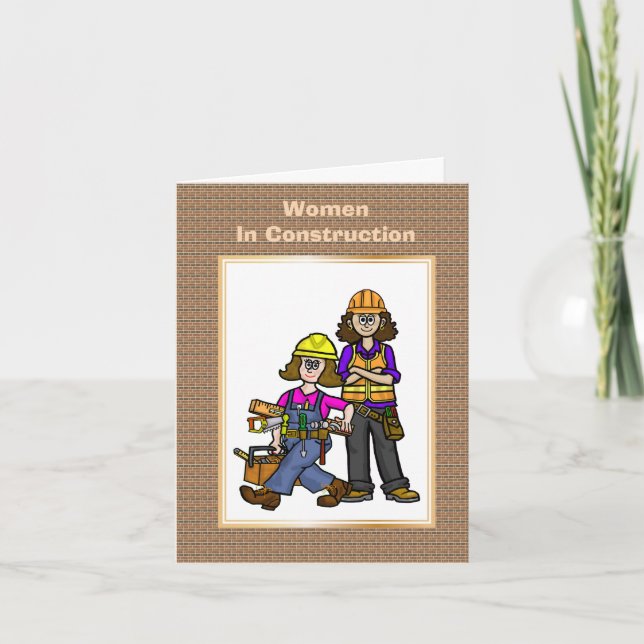Women Construction Workers Greeting Card (Front)