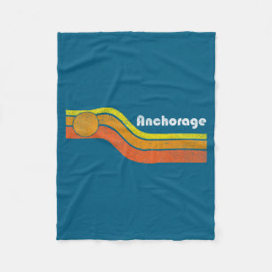 Women Cool Anchorage Vintage 70s 80s Retro Fleece Blanket