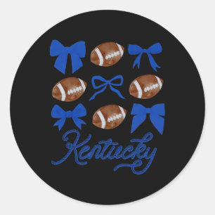 Women Coquette Bow Football Kentucky Classic Round Sticker