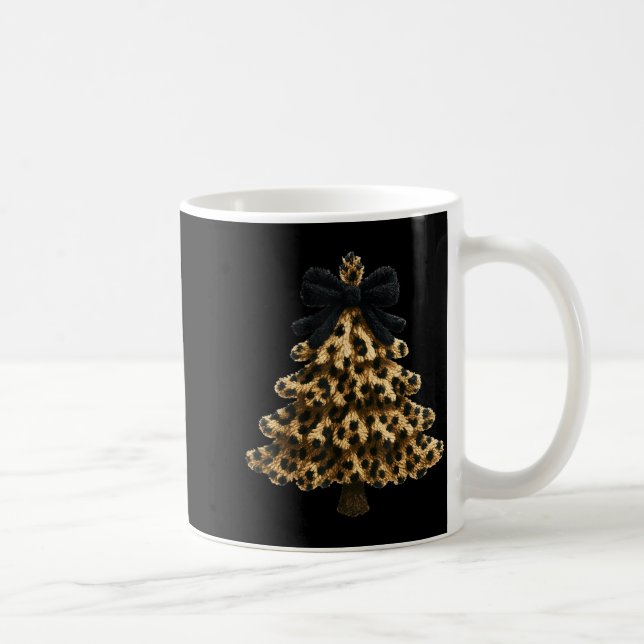Women Coquette Bow Leopard Christmas Tree Xmas Hol Coffee Mug (Right)